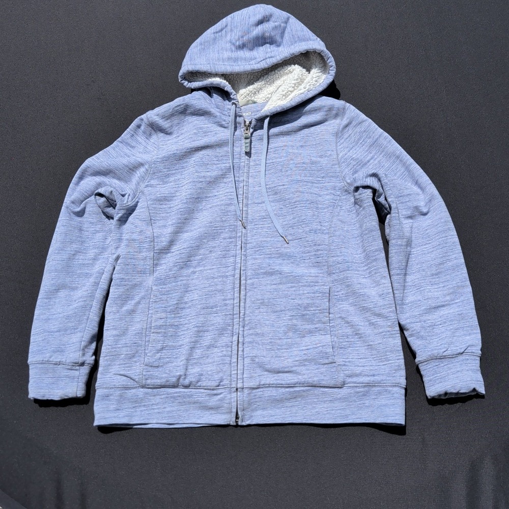 LLBean Womens Size Medium Fleece Sherpa Lined Full Zip Hooded Jacket Lavender